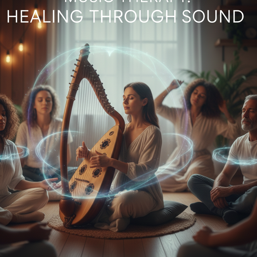 Person listening to calming music with headphones, representing music therapy for mental and emotional healing.